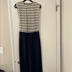 Zara Navy and Cream Striped Dress